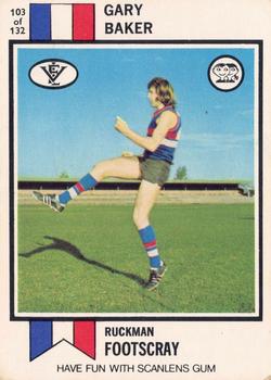 1974 Scanlens VFL #103 Gary Baker Front
